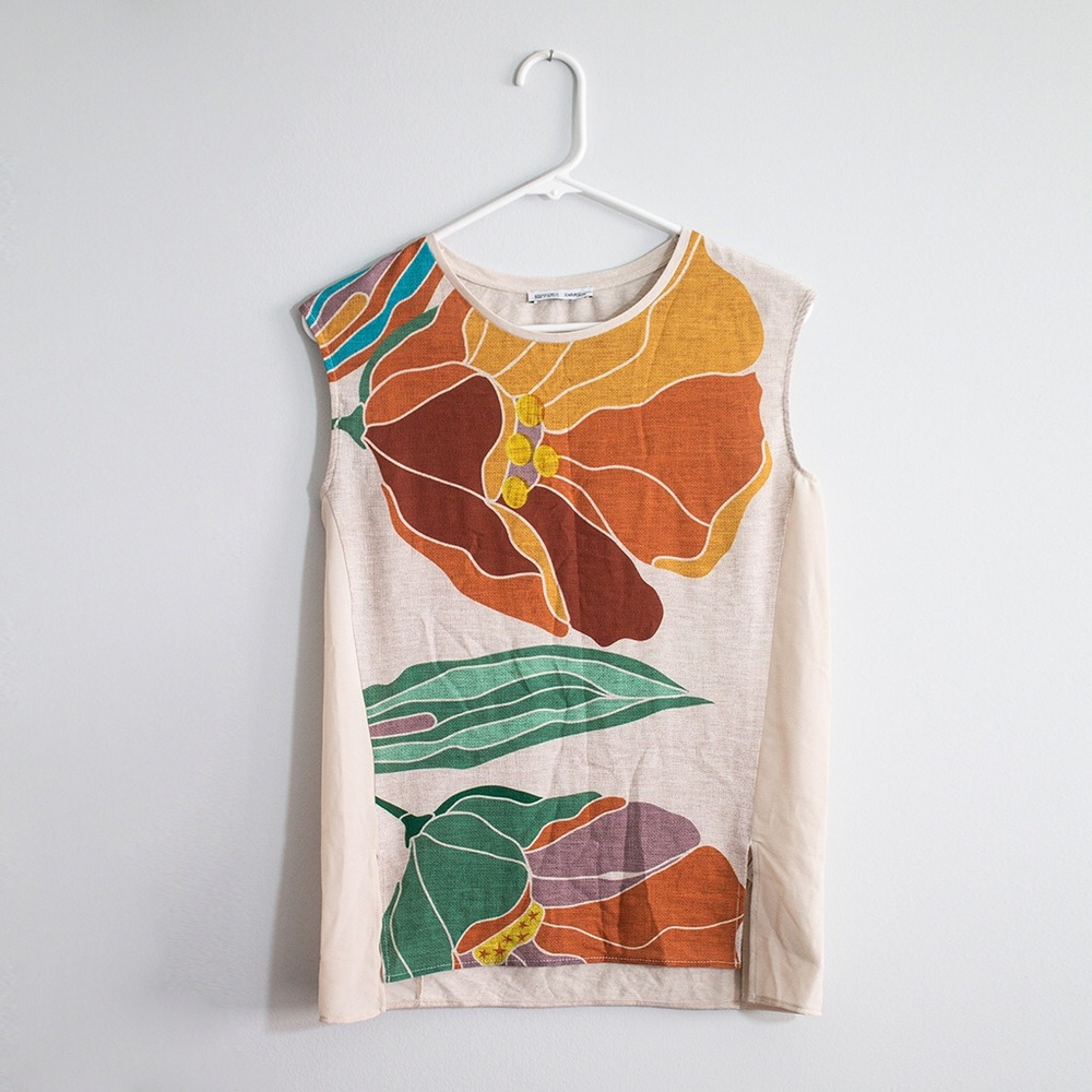 Zara Floral Tank Top lightweight soft stretch